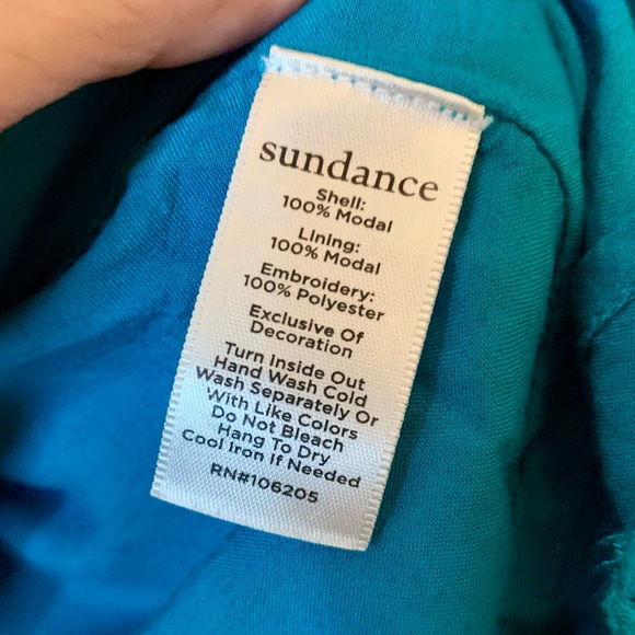 Sundance Naomi Isles Embroidered Boho Peasant Top Turquoise Blue Size Large - Picture 15 of 15